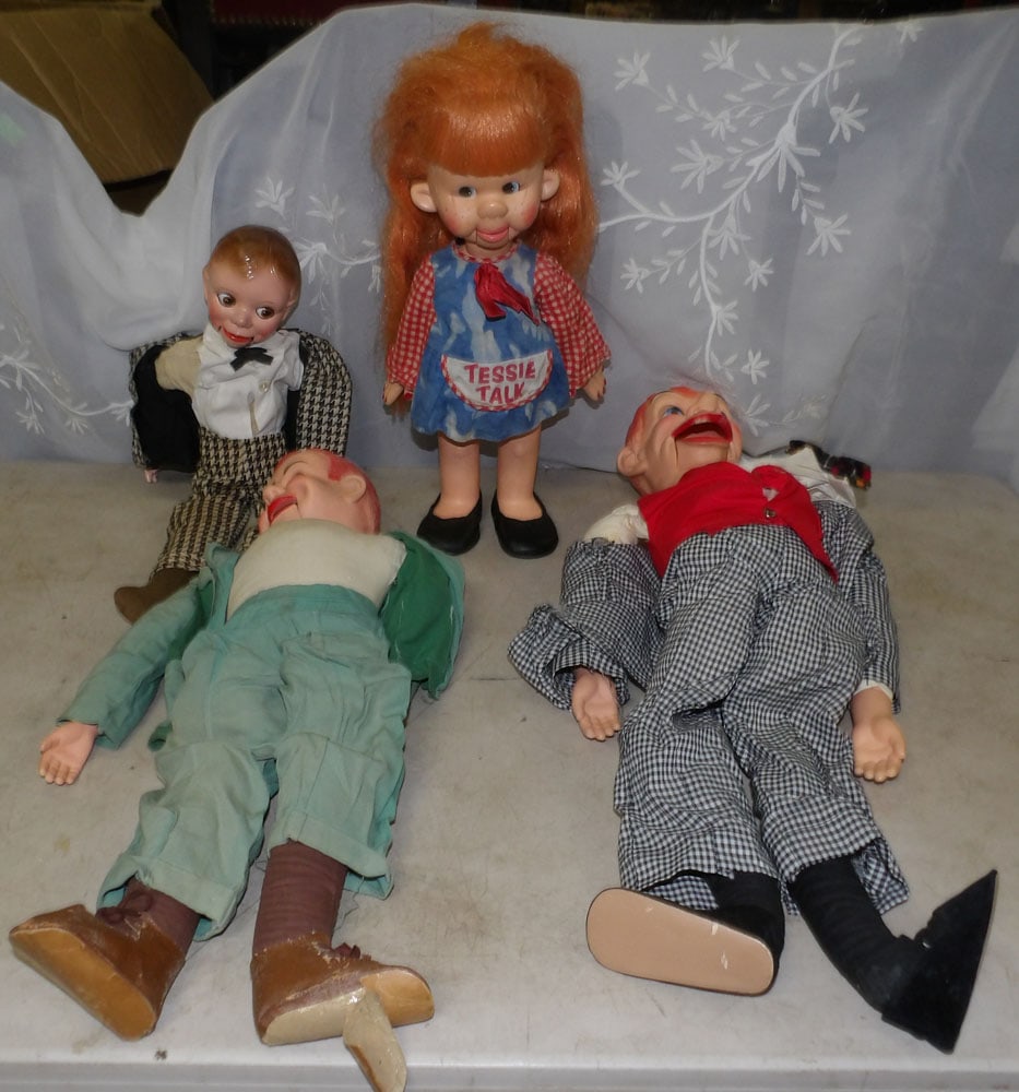 lot of ventriloquist dolls: lot of ventriloquist dolls. "ALL DESCRIPTIONS AND ANY CONDITION STATEMENT GIVEN BY LANGSTON AUCTION GALLERY ARE STRICTLY OPINIONS AND LANGSTON'S SHALL HAVE NO RESPONSIBILITY FOR ERRORS OR OMISSIONS. T