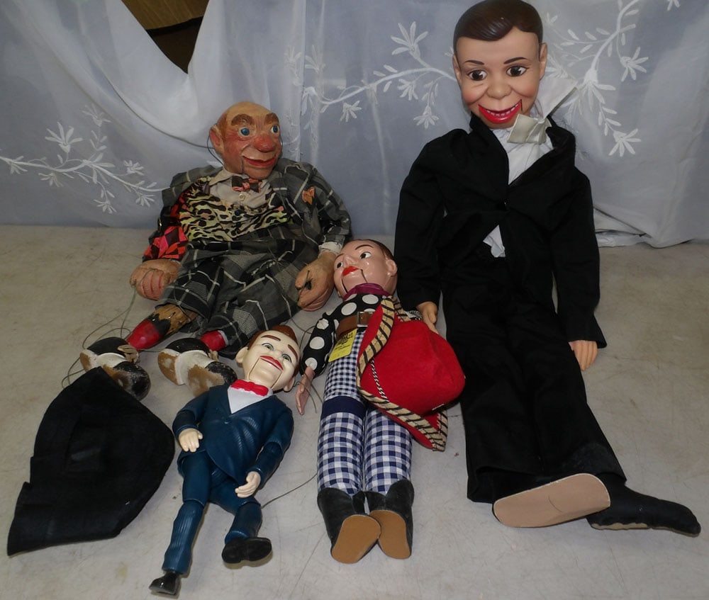 lot of ventriloquist dolls: lot of ventriloquist dolls. "ALL DESCRIPTIONS AND ANY CONDITION STATEMENT GIVEN BY LANGSTON AUCTION GALLERY ARE STRICTLY OPINIONS AND LANGSTON'S SHALL HAVE NO RESPONSIBILITY FOR ERRORS OR OMISSIONS. T