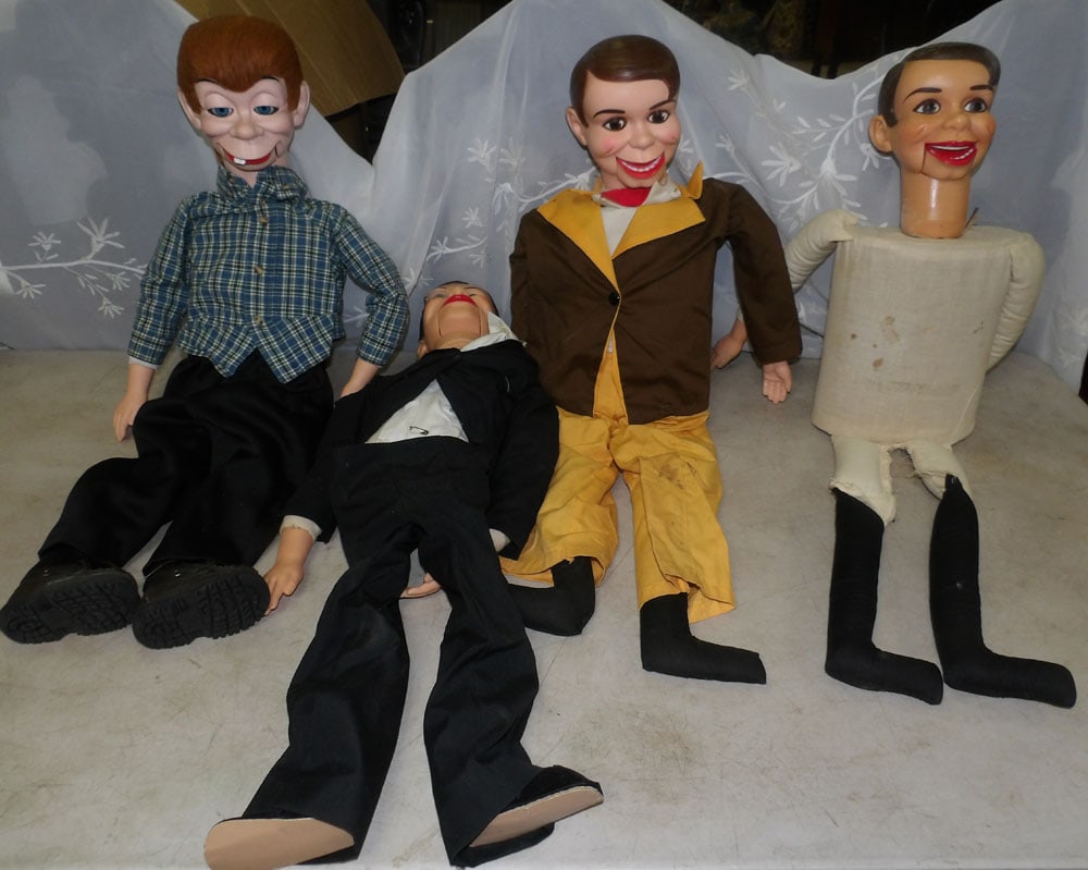 lot of ventriloquist dolls: lot of ventriloquist dolls. "ALL DESCRIPTIONS AND ANY CONDITION STATEMENT GIVEN BY LANGSTON AUCTION GALLERY ARE STRICTLY OPINIONS AND LANGSTON'S SHALL HAVE NO RESPONSIBILITY FOR ERRORS OR OMISSIONS. T