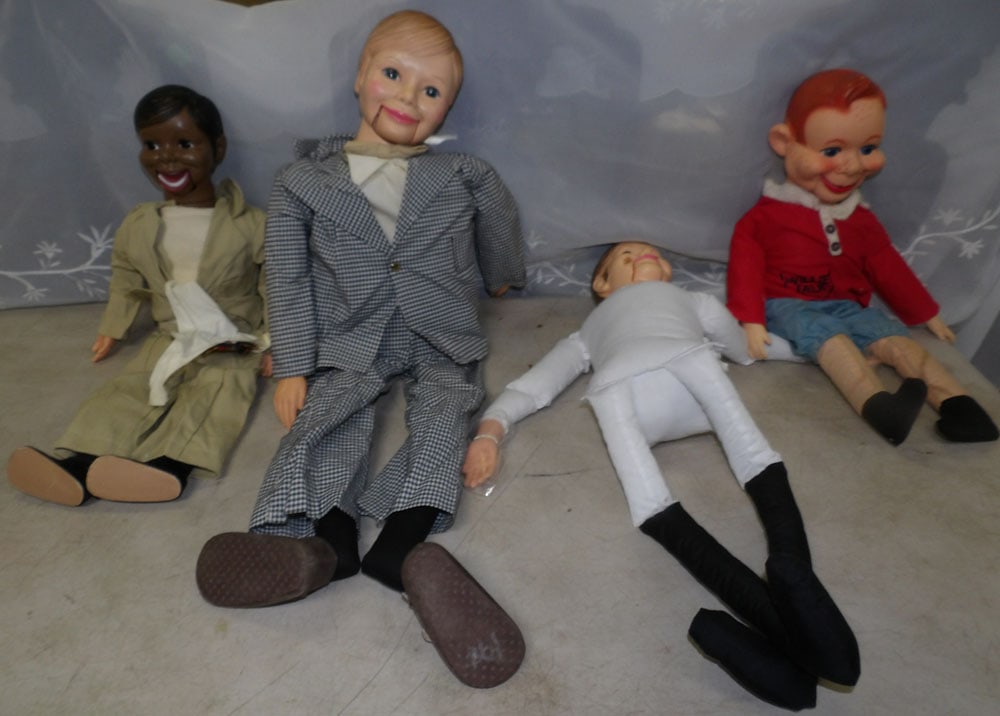 lot of ventriloquist dolls: lot of ventriloquist dolls. "ALL DESCRIPTIONS AND ANY CONDITION STATEMENT GIVEN BY LANGSTON AUCTION GALLERY ARE STRICTLY OPINIONS AND LANGSTON'S SHALL HAVE NO RESPONSIBILITY FOR ERRORS OR OMISSIONS. T