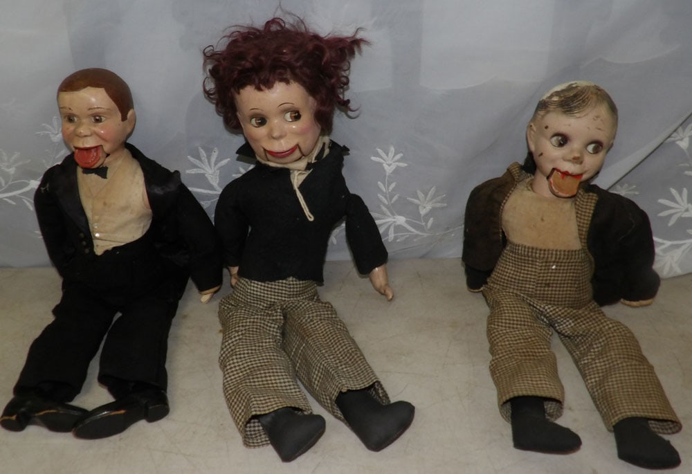 lot of ventriloquist dolls: lot of ventriloquist dolls. "ALL DESCRIPTIONS AND ANY CONDITION STATEMENT GIVEN BY LANGSTON AUCTION GALLERY ARE STRICTLY OPINIONS AND LANGSTON'S SHALL HAVE NO RESPONSIBILITY FOR ERRORS OR OMISSIONS. T