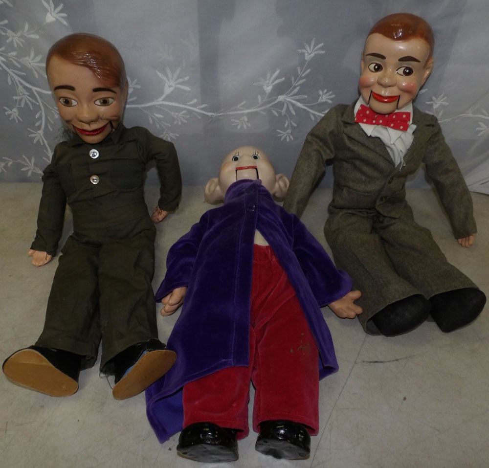 lot of ventriloquist dolls: lot of ventriloquist dolls. "ALL DESCRIPTIONS AND ANY CONDITION STATEMENT GIVEN BY LANGSTON AUCTION GALLERY ARE STRICTLY OPINIONS AND LANGSTON'S SHALL HAVE NO RESPONSIBILITY FOR ERRORS OR OMISSIONS. T