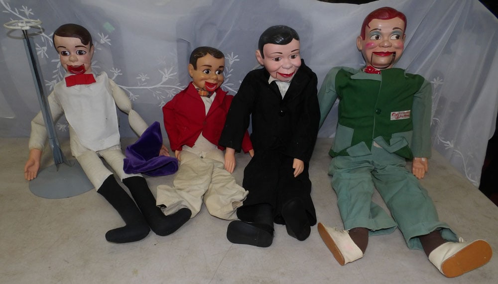 lot of ventriloquist dolls: lot of ventriloquist dolls. "ALL DESCRIPTIONS AND ANY CONDITION STATEMENT GIVEN BY LANGSTON AUCTION GALLERY ARE STRICTLY OPINIONS AND LANGSTON'S SHALL HAVE NO RESPONSIBILITY FOR ERRORS OR OMISSIONS. T