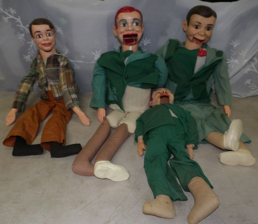 lot of ventriloquist dolls: lot of ventriloquist dolls. "ALL DESCRIPTIONS AND ANY CONDITION STATEMENT GIVEN BY LANGSTON AUCTION GALLERY ARE STRICTLY OPINIONS AND LANGSTON'S SHALL HAVE NO RESPONSIBILITY FOR ERRORS OR OMISSIONS. T