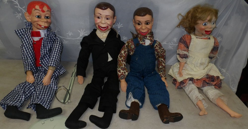 lot of ventriloquist dolls: lot of ventriloquist dolls. "ALL DESCRIPTIONS AND ANY CONDITION STATEMENT GIVEN BY LANGSTON AUCTION GALLERY ARE STRICTLY OPINIONS AND LANGSTON'S SHALL HAVE NO RESPONSIBILITY FOR ERRORS OR OMISSIONS. T