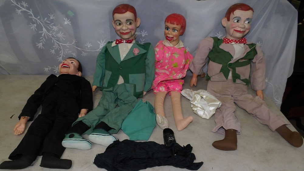 lot of ventriloquist dolls: lot of ventriloquist dolls. "ALL DESCRIPTIONS AND ANY CONDITION STATEMENT GIVEN BY LANGSTON AUCTION GALLERY ARE STRICTLY OPINIONS AND LANGSTON'S SHALL HAVE NO RESPONSIBILITY FOR ERRORS OR OMISSIONS. T