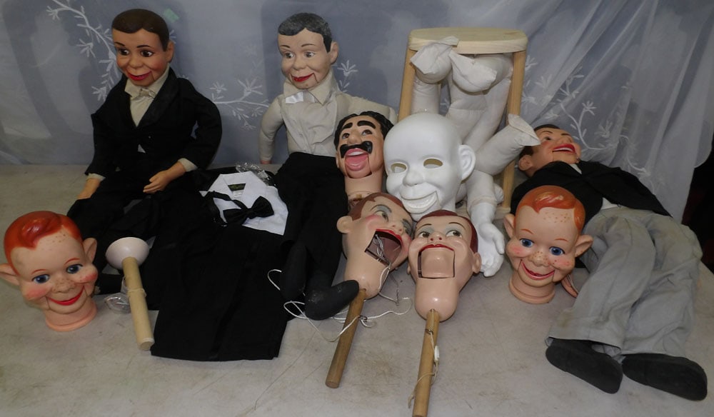 lot of ventriloquist dolls: lot of ventriloquist dolls. "ALL DESCRIPTIONS AND ANY CONDITION STATEMENT GIVEN BY LANGSTON AUCTION GALLERY ARE STRICTLY OPINIONS AND LANGSTON'S SHALL HAVE NO RESPONSIBILITY FOR ERRORS OR OMISSIONS. T
