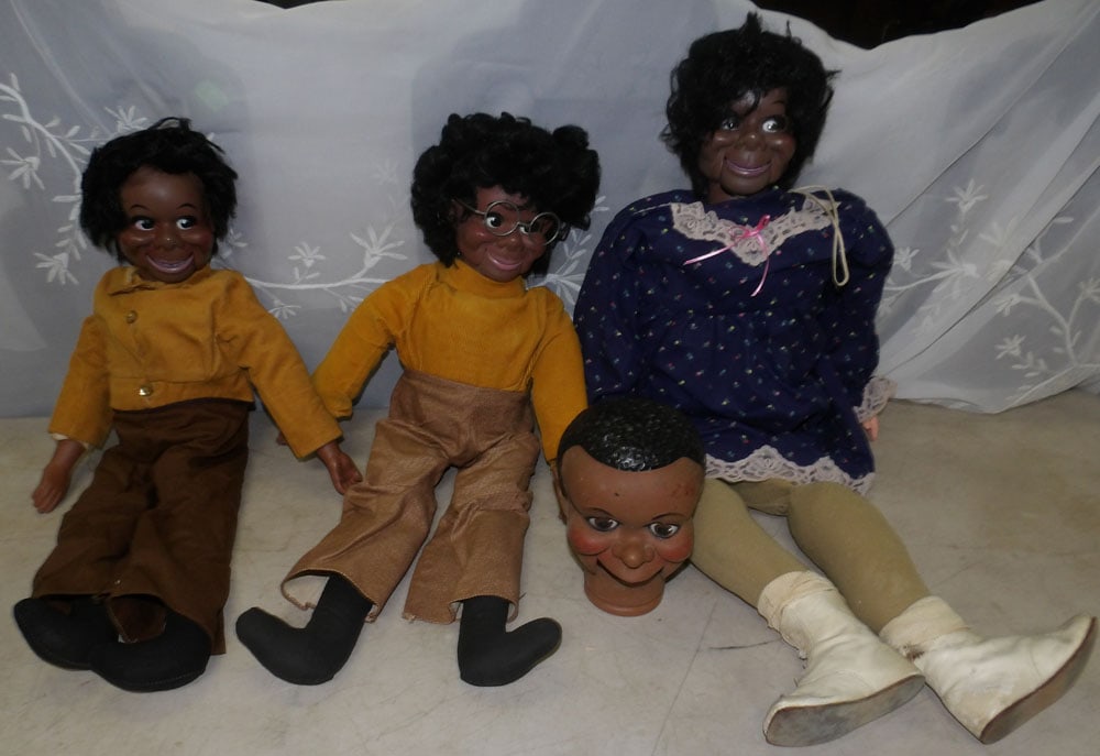 lot of ventriloquist dolls: lot of ventriloquist dolls. "ALL DESCRIPTIONS AND ANY CONDITION STATEMENT GIVEN BY LANGSTON AUCTION GALLERY ARE STRICTLY OPINIONS AND LANGSTON'S SHALL HAVE NO RESPONSIBILITY FOR ERRORS OR OMISSIONS. T