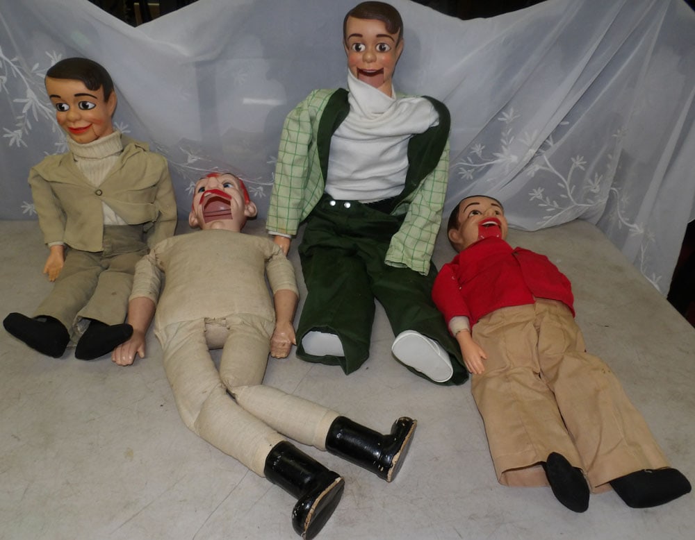 lot of ventriloquist dolls: lot of ventriloquist dolls. "ALL DESCRIPTIONS AND ANY CONDITION STATEMENT GIVEN BY LANGSTON AUCTION GALLERY ARE STRICTLY OPINIONS AND LANGSTON'S SHALL HAVE NO RESPONSIBILITY FOR ERRORS OR OMISSIONS. T