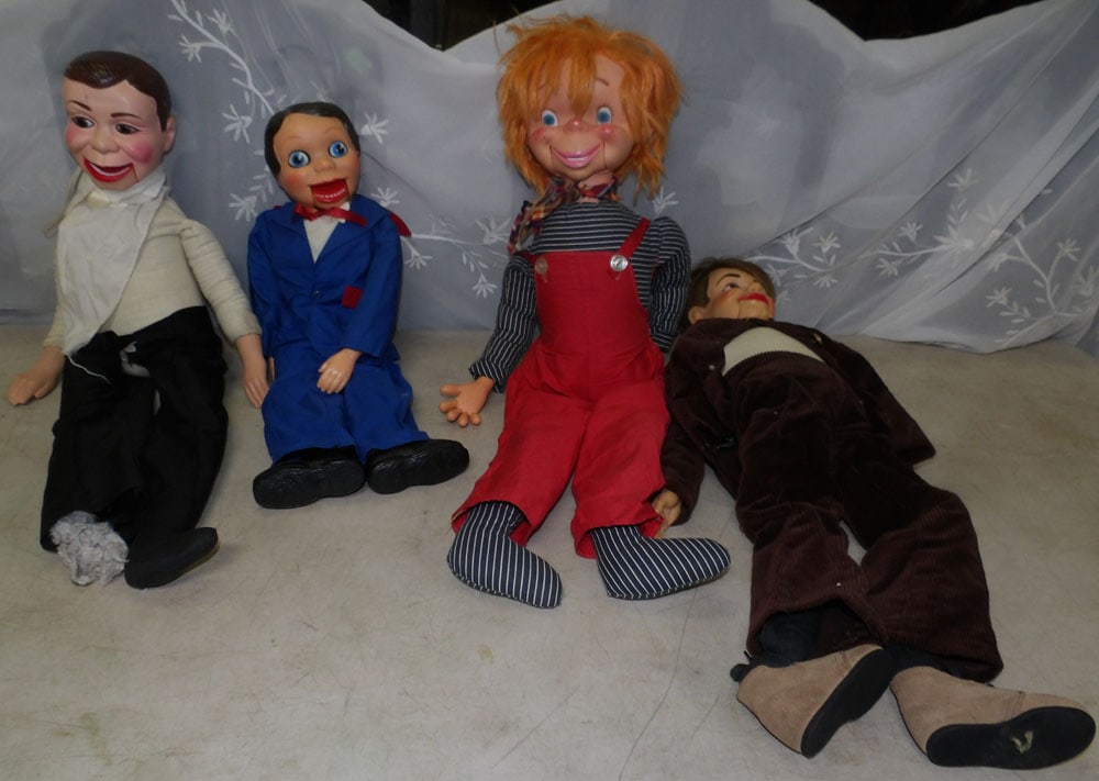lot of ventriloquist dolls: lot of ventriloquist dolls. "ALL DESCRIPTIONS AND ANY CONDITION STATEMENT GIVEN BY LANGSTON AUCTION GALLERY ARE STRICTLY OPINIONS AND LANGSTON'S SHALL HAVE NO RESPONSIBILITY FOR ERRORS OR OMISSIONS. T