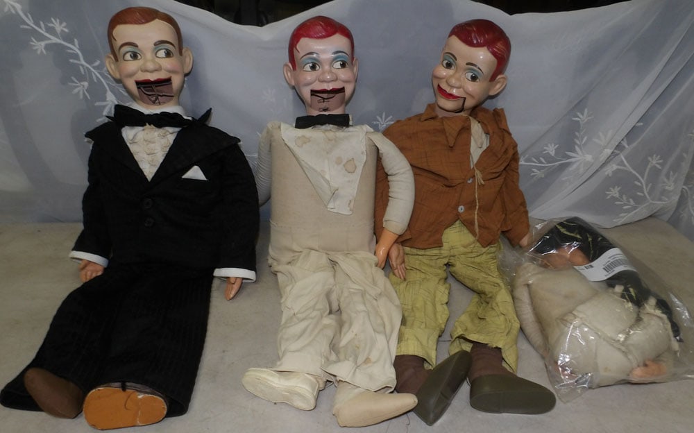 lot of ventriloquist dolls: lot of ventriloquist dolls. "ALL DESCRIPTIONS AND ANY CONDITION STATEMENT GIVEN BY LANGSTON AUCTION GALLERY ARE STRICTLY OPINIONS AND LANGSTON'S SHALL HAVE NO RESPONSIBILITY FOR ERRORS OR OMISSIONS. T