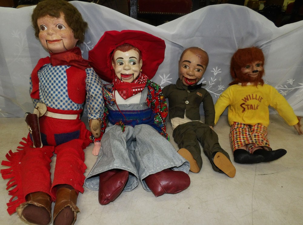 lot of ventriloquist dolls: lot of ventriloquist dolls. "ALL DESCRIPTIONS AND ANY CONDITION STATEMENT GIVEN BY LANGSTON AUCTION GALLERY ARE STRICTLY OPINIONS AND LANGSTON'S SHALL HAVE NO RESPONSIBILITY FOR ERRORS OR OMISSIONS. T