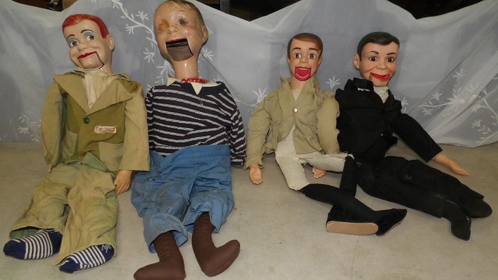 lot of ventriloquist dolls: lot of ventriloquist dolls. "ALL DESCRIPTIONS AND ANY CONDITION STATEMENT GIVEN BY LANGSTON AUCTION GALLERY ARE STRICTLY OPINIONS AND LANGSTON'S SHALL HAVE NO RESPONSIBILITY FOR ERRORS OR OMISSIONS. T