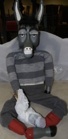 painted carved wood ventriloquist doll