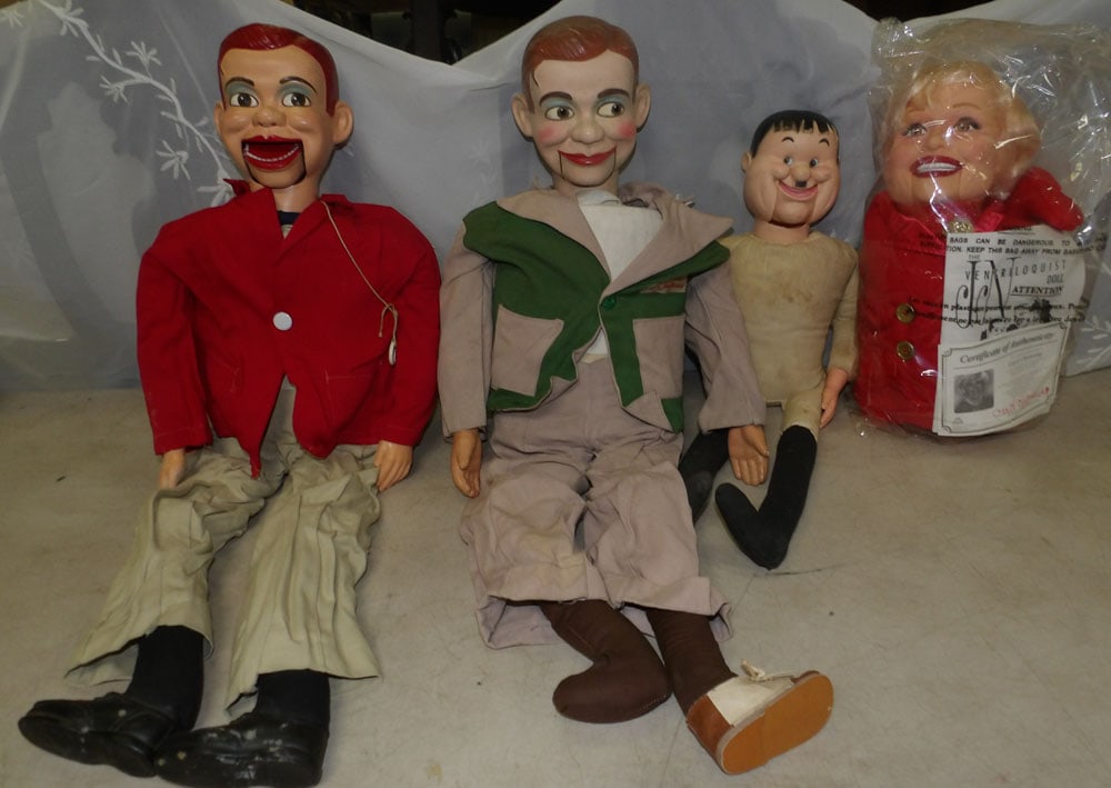 lot of ventriloquist dolls: lot of ventriloquist dolls. "ALL DESCRIPTIONS AND ANY CONDITION STATEMENT GIVEN BY LANGSTON AUCTION GALLERY ARE STRICTLY OPINIONS AND LANGSTON'S SHALL HAVE NO RESPONSIBILITY FOR ERRORS OR OMISSIONS. T
