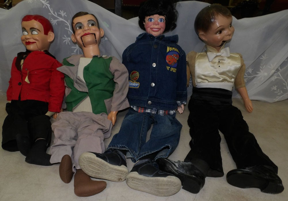 lot of ventriloquist dolls: lot of ventriloquist dolls. "ALL DESCRIPTIONS AND ANY CONDITION STATEMENT GIVEN BY LANGSTON AUCTION GALLERY ARE STRICTLY OPINIONS AND LANGSTON'S SHALL HAVE NO RESPONSIBILITY FOR ERRORS OR OMISSIONS. T