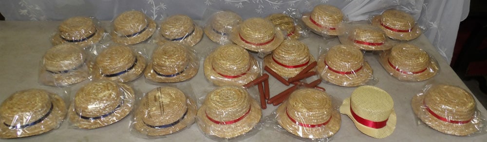 lot of doll hats: lot of doll hats. "ALL DESCRIPTIONS AND ANY CONDITION STATEMENT GIVEN BY LANGSTON AUCTION GALLERY ARE STRICTLY OPINIONS AND LANGSTON'S SHALL HAVE NO RESPONSIBILITY FOR ERRORS OR OMISSIONS. THE ABSENCE