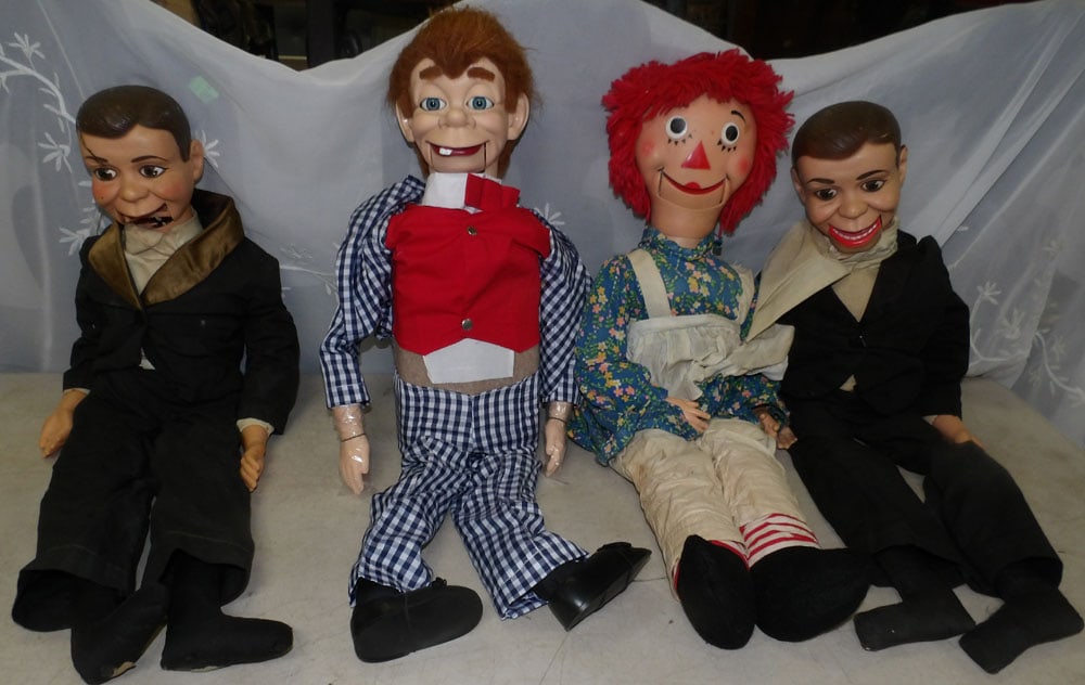 lot of ventriloquist dolls: lot of ventriloquist dolls. "ALL DESCRIPTIONS AND ANY CONDITION STATEMENT GIVEN BY LANGSTON AUCTION GALLERY ARE STRICTLY OPINIONS AND LANGSTON'S SHALL HAVE NO RESPONSIBILITY FOR ERRORS OR OMISSIONS. T