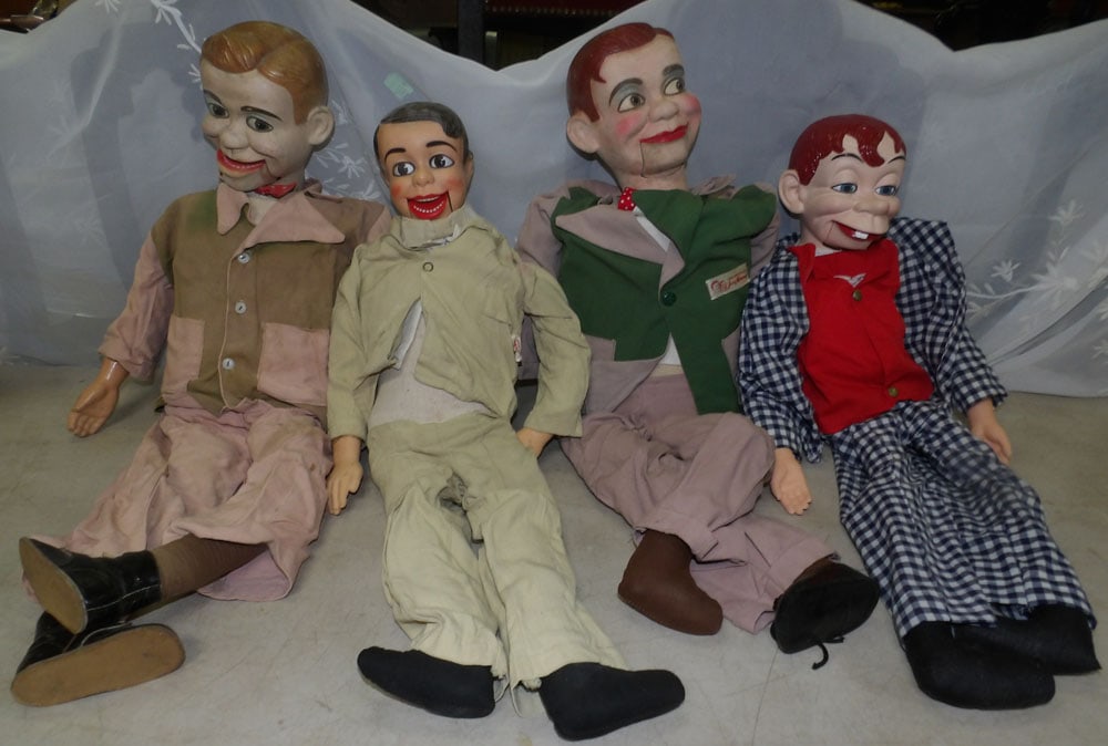lot of ventriloquist dolls: lot of ventriloquist dolls. "ALL DESCRIPTIONS AND ANY CONDITION STATEMENT GIVEN BY LANGSTON AUCTION GALLERY ARE STRICTLY OPINIONS AND LANGSTON'S SHALL HAVE NO RESPONSIBILITY FOR ERRORS OR OMISSIONS. T