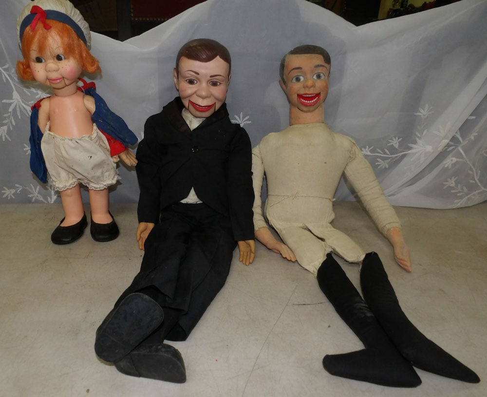 lot of ventriloquist dolls: lot of ventriloquist dolls. "ALL DESCRIPTIONS AND ANY CONDITION STATEMENT GIVEN BY LANGSTON AUCTION GALLERY ARE STRICTLY OPINIONS AND LANGSTON'S SHALL HAVE NO RESPONSIBILITY FOR ERRORS OR OMISSIONS. T