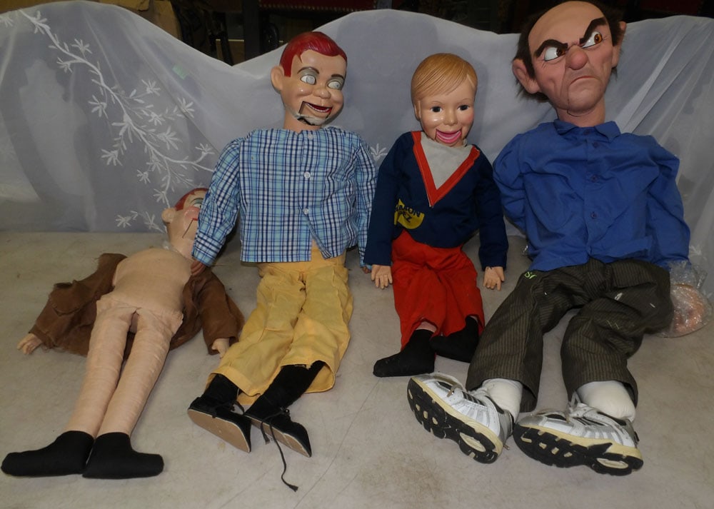 lot of ventriloquist dolls: lot of ventriloquist dolls. "ALL DESCRIPTIONS AND ANY CONDITION STATEMENT GIVEN BY LANGSTON AUCTION GALLERY ARE STRICTLY OPINIONS AND LANGSTON'S SHALL HAVE NO RESPONSIBILITY FOR ERRORS OR OMISSIONS. T