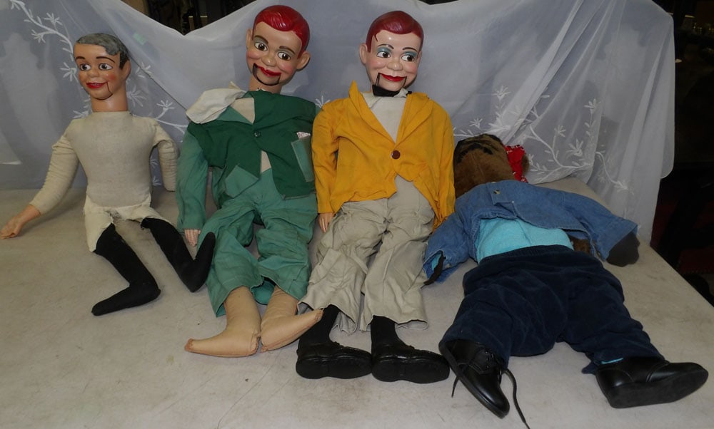 lot of ventriloquist dolls: lot of ventriloquist dolls. "ALL DESCRIPTIONS AND ANY CONDITION STATEMENT GIVEN BY LANGSTON AUCTION GALLERY ARE STRICTLY OPINIONS AND LANGSTON'S SHALL HAVE NO RESPONSIBILITY FOR ERRORS OR OMISSIONS. T