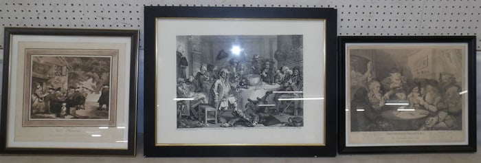 3 frame black and white engravings