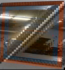 painted folk art framed mirror