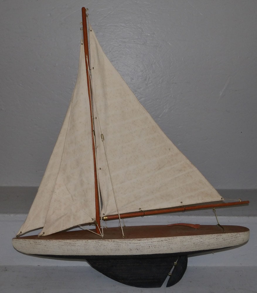 painted wood sail boat model (1 of 3)