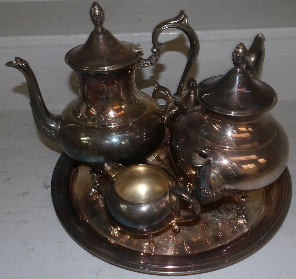 5 piece silver plated tea set (1 of 8)