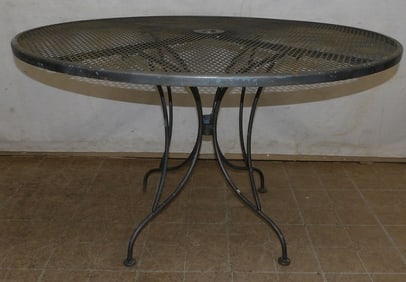 painted round wrought iron outdoor table