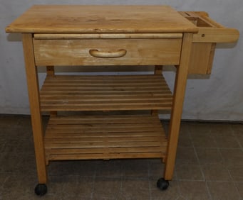 Maple Kitchen Island Butcher Block with Slide & Drawer