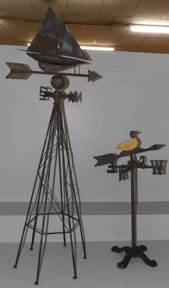 Painted Metal & Cast Iron Weathervane Yard Ornament (1 of 3)