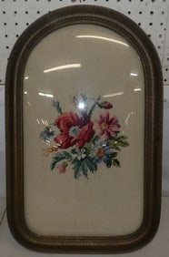 Needlework in Painted Frame with Bubble Glass