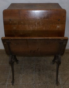 antique maple and iron school desk