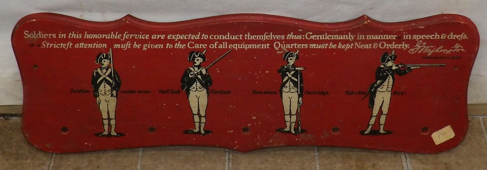 painted pine hanging board with soldiers motif (1 of 4)