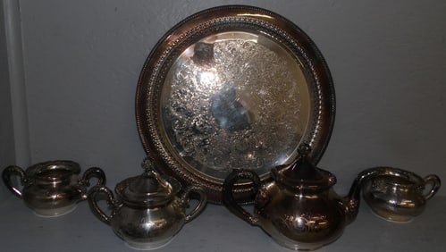 5 piece silver plated tea set