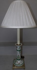 painted oriental porcelain candlestick lamp
