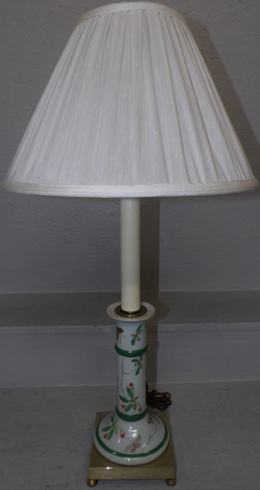 painted oriental porcelain candlestick lamp (1 of 4)
