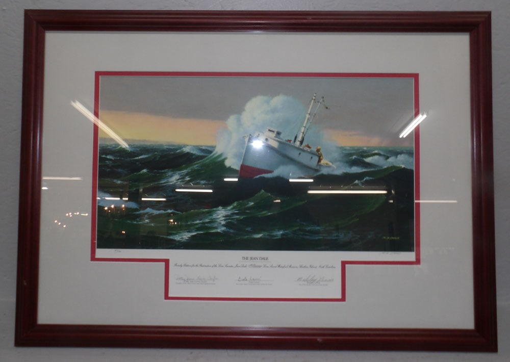 framed ship print pencil signed (1 of 5)