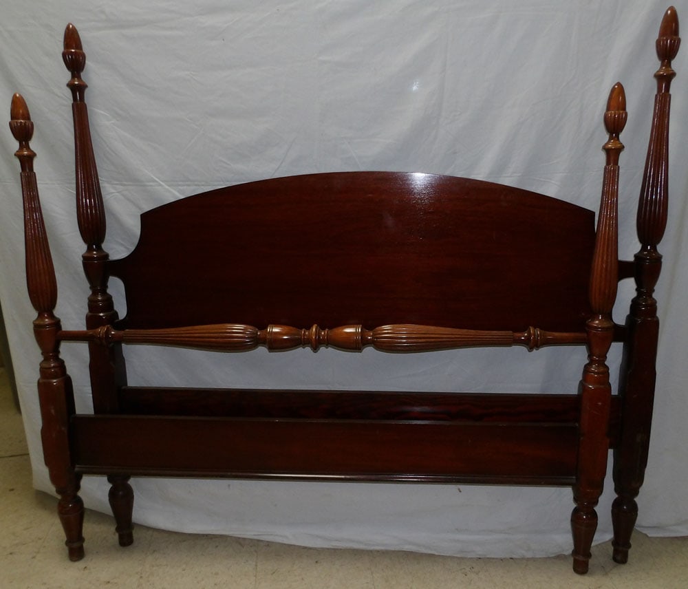 mahogany full size bed with rails (1 of 4)