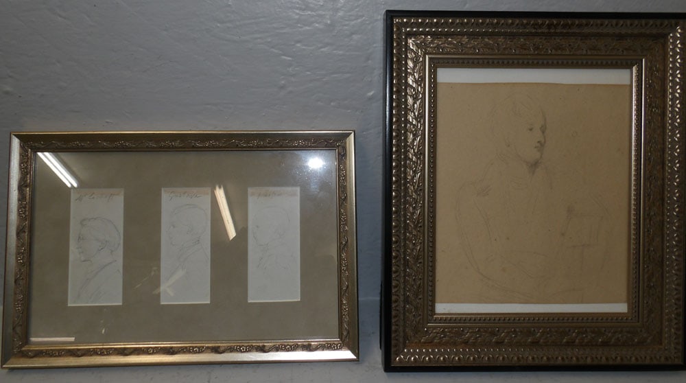 two framed pencil drawings (1 of 3)