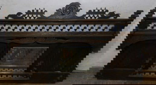 antique Victorian chestnut framed hanging mirror