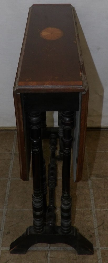 mahogany banded top drop leaf table (1 of 5)