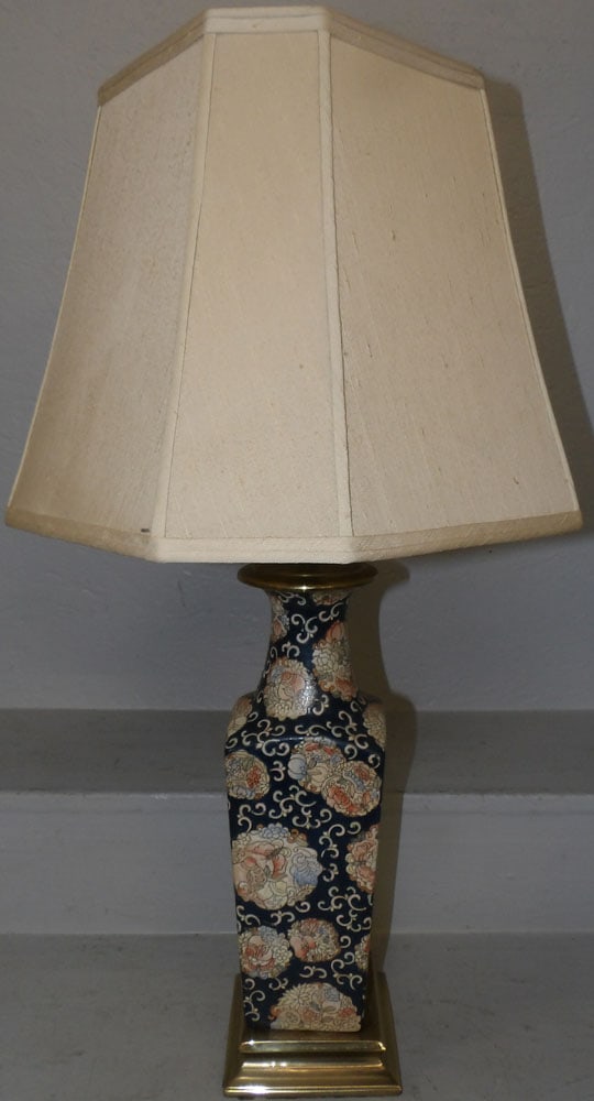 oriental painted porcelain vase made into lamp (1 of 5)