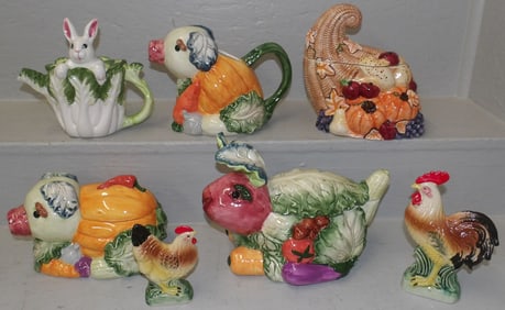 lot of painted porcelain items