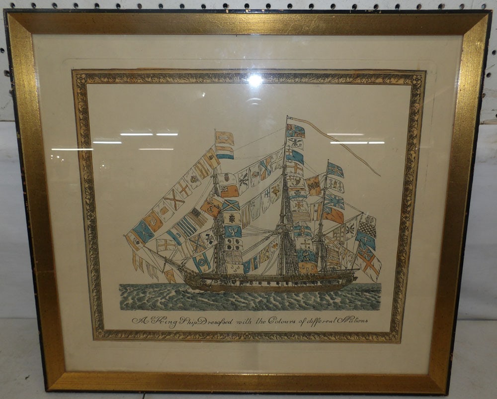 framed hand color engraving (1 of 4)