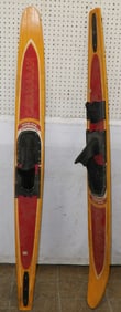 pair of vintage water skis