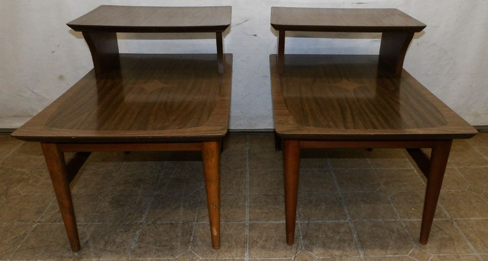 pair of walnut mid century modern end tables (1 of 3)