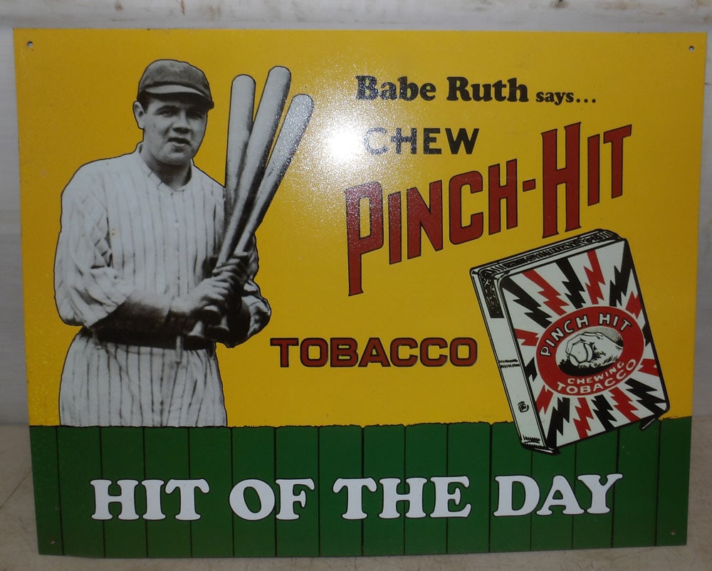 Painted Metal Tobacco Advertisement: Painted Metal Tobacco Advertisement . 16" x 12 1/2" "ALL DESCRIPTIONS AND ANY CONDITION STATEMENT GIVEN BY LANGSTON AUCTION GALLERY ARE STRICTLY OPINIONS AND LANGSTON'S SHALL HAVE NO RESPONSIBILITY FO